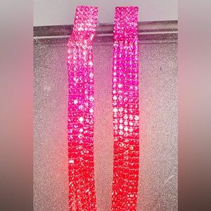 Ombré pink to red rhinestone earrings